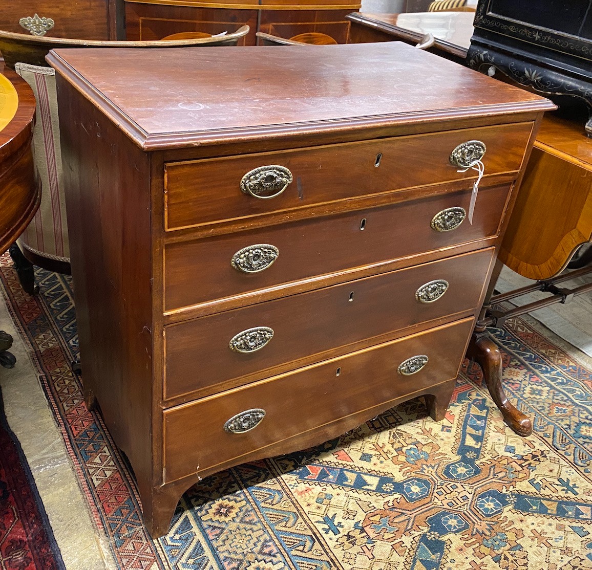 A small George IV and later mahogany four drawer chest, width 80cm, depth 45cm, height 80cm